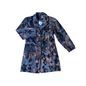 Boho Vintage Mob Wife Coat New York Womens Sz Large Vakko Brown Black Made Korea